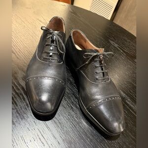Salvatore Ferragamo Black Leather Oxford Cap Toe Shoes